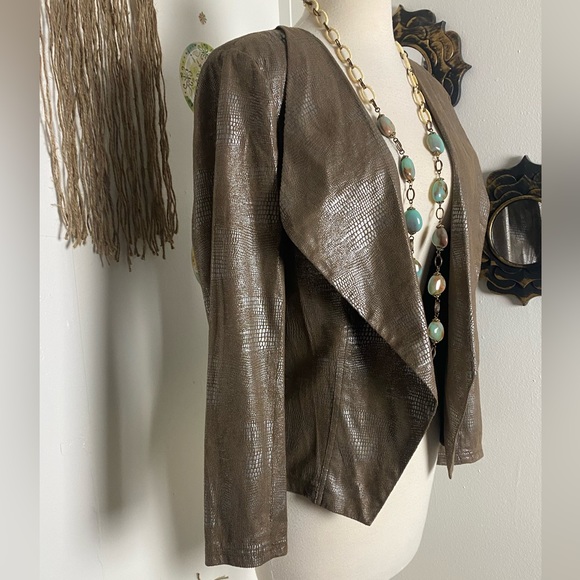 Requirements 70’s style brown silver snake skin print lightweight jacket size S - Picture 1 of 9